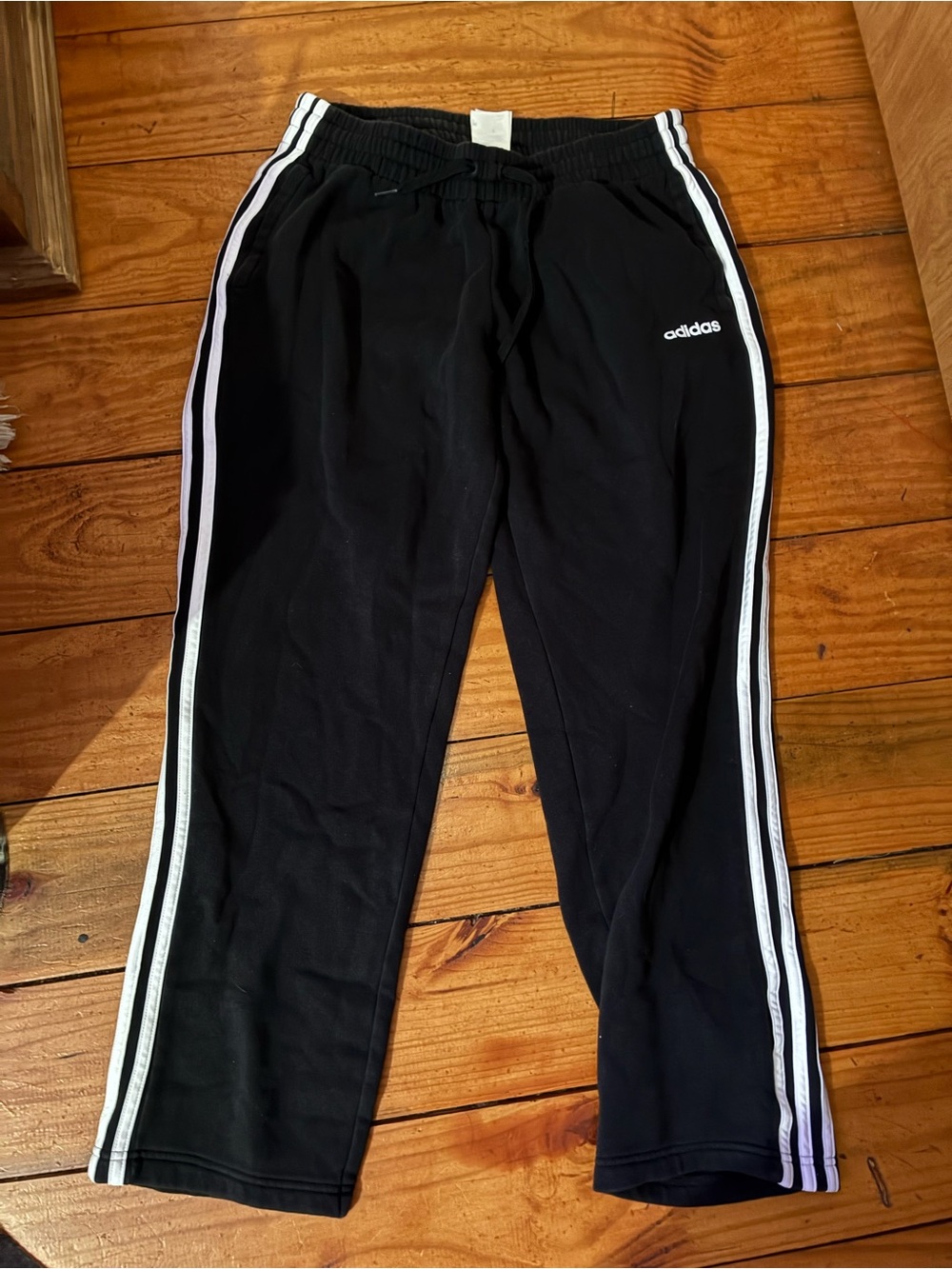 adidas Black Jogger Pants with White Trim
